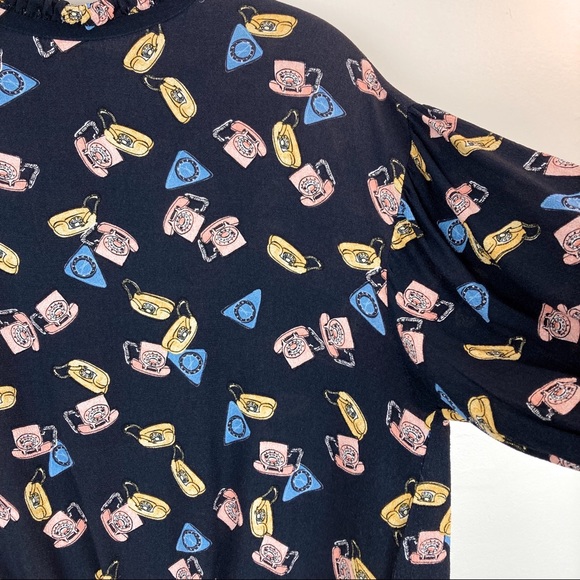 Zara Telephone Print Top Size Medium - Picture 7 of 10